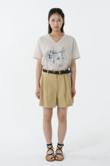 ギャラクシーVネックTシャツ_ライトベージュ
