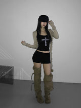 rainbow piece cross mini top(3 color)
