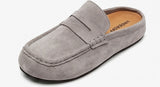 Suede Loafer Slides Gray