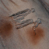 DirtyCoins Stain Disstress Baggy Denim Pants Faded Blue