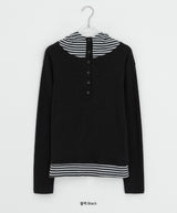 Kahome Peach Fuzz Stripe Layered Hoodie