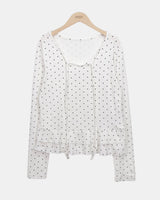 Madin Ribbon Dot Frill Long Sleeve T-Shirt