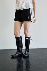 RIBBON JERSEY TRACK MICRO SHORTS / BLACK