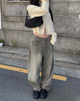 グレービンテージデニムパンツ