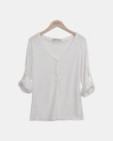 Adam V-Neck Roll-Up Long-Sleeve T-Shirt