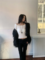 Luna Skin Off-Shoulder Cable Slim-Fit Knit