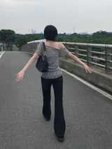 Koren ブーツカットロングヴィンテージウォッシュデニムパンツ