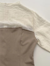 [Belt SET] Souffle Pintuck Layered Blouse