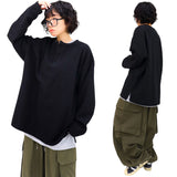 オーバーワッフルヘンリーネック長袖Tシャツ