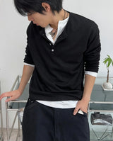 パラ ソフト ヘンリー ネック ロング スリーブ Tシャツ