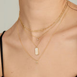 [Worn by IVE Ahn Yujin] Evil Eye Square Mother-of-Pearl 925 Silver Necklace N030-02G