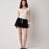 Eyelet Layered T-shirt (Yellow)