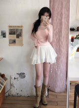 シースルービスチェレイヤードストラップウールニット (5color)
