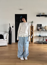 レースフリルロングスリーブTシャツ