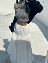 JENNY POCKET LONG CANCAN PLEATED FRINGE SKIRT