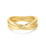 Cross Double 925 Silver + 14k gold plating Ring R061-06G