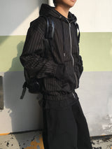 Miller cotton striped zip-up