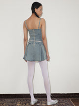 rirri SS Distressed Stone-Wash 100% Cotton Stretch Denim Camisole Dress - Casual Edit