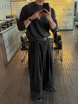 Mona two-tuck wide D-ring slacks