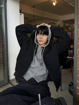 Field denim hood zip-up