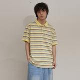 ストライプロゴピケハーフTシャツ