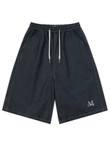 ブランドバミューダデニムハーフパンツ (Black, Mid blue)