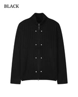 (UNISEX) Rivet Ribbed Knit Zip-Up