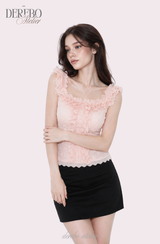 Peach Chiffon Frill Blouse