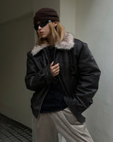Raccoon fur leather JK [3color]