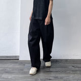Black Curved Wide-Leg Trousers