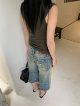 ミディカプリハーフレングスヴィンテージデニムパンツ
