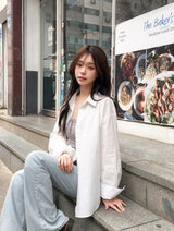 #Basic Over Cotton100 Shirt + Scrunchie Set (3color)