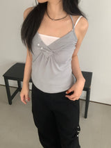 Moen V-Neck Halter-Neck Button Top