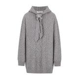 13DE MARZO Bear Knit Hoodie Dress Grey