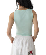 Flower Print Boat Neck Crop Tank Top