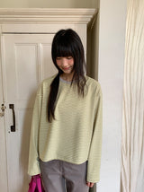 ヘンカンボーダーカラーラウンド長袖Tシャツ