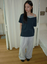 ハボイルルーズフィットVネックスラブ半袖Tシャツ