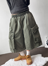 The Hill Pigment Washed Cargo Bermuda Pants  4 Color 