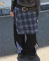 Check layered wrap skirt