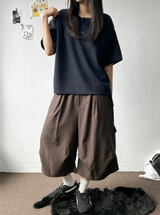 クリ ヘンリーボタン オーバーサイズ ニット Tシャツ 5カラー