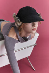 FUR EARFLAP CAP IN BLACK LEOPARD