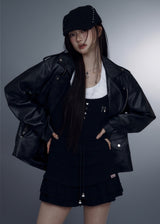 Noir Sudded Leather Jacket