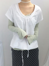 embossed shirring strap t