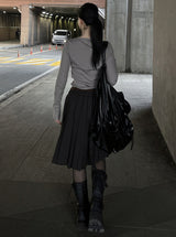 Long midi pleated skirt