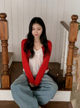Pastel Linen Motif Round Knit Cardigan (10color)