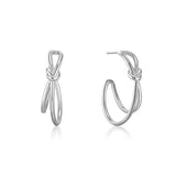 Minimal Line Note Hoop Ring 925 Silver Earring E029-02H (Worn by Actress Lee Joo-woo)