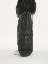 Drop buckle cargo denim pants -2C