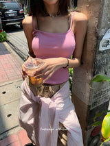 Beauty pink strap sleeveless t-shirt