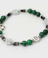  Clover beads stone bracelet GR (925 silver)