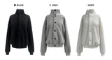 [UNISEX] オーバーフィットソフトヘアハイネック長袖カーディガン (3 colors)